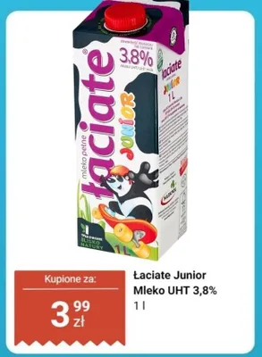 Mleko UHT Łaciate Junior 3,8% promocja w Dino