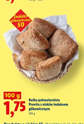 Bułka pełnoziarnista Provita z niskim indeksem glikemicznym promocja w Lidl