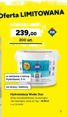 Zestaw hydroizolacja Atlas Woder Duo + taśma Hydroband 5 m promocja w Bricoman