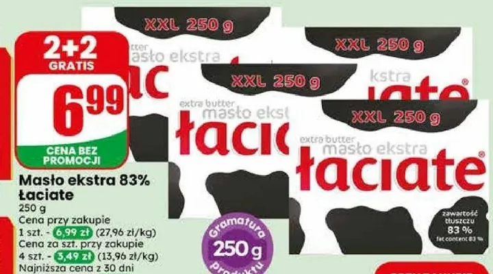 Masło ekstra 83% Łaciate XXL promocja w Dino