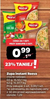 Zupa instant Reeva różne rodzaje promocja w Netto