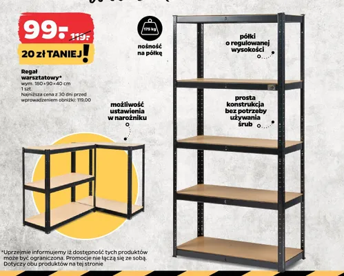 Regał warsztatowy Techliner promocja w Netto