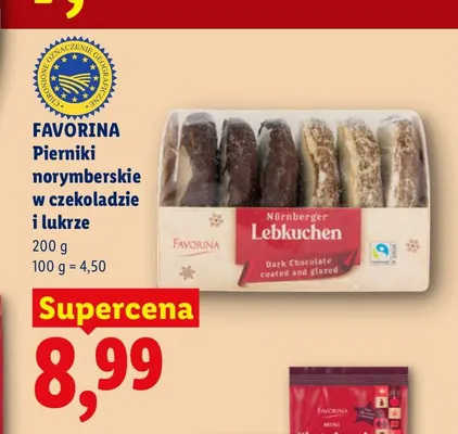 Pierniki norymberskie w czekoladzie i lukrze Favorina promocja w Lidl