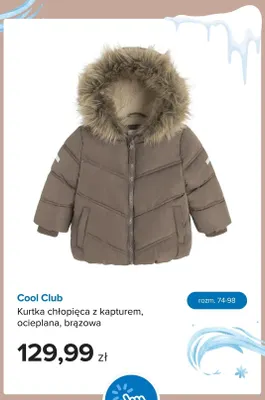 Kurtka chłopięca z kapturem ocieplana brązowa Cool Club promocja w Smyk