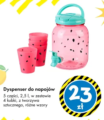 Zestaw dyspenser do napojów 2,5 l z kubkami TEDi promocja w Tedi