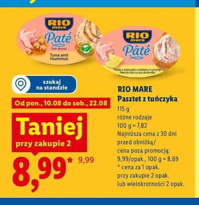 Pasztet z tuńczyka Rio Mare Paté z sokiem z cytryny promocja w Lidl