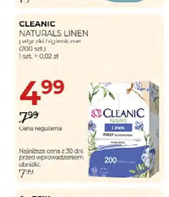 Patyczki higieniczne Naturals Linen Cleanic promocja w Drogerie Jawa