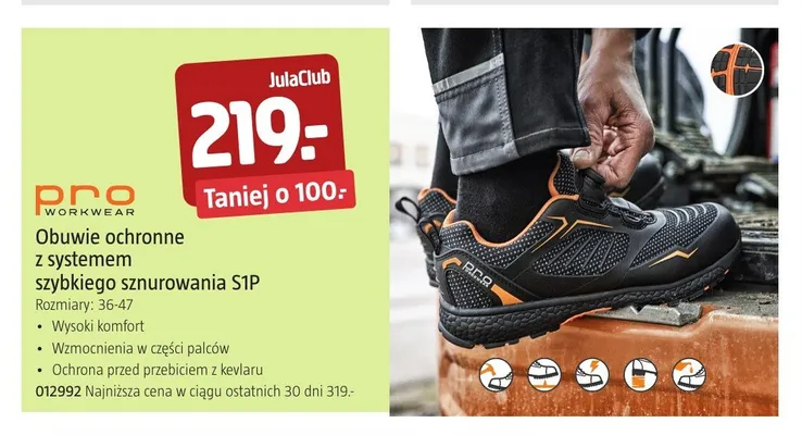 Obuwie ochronne Pro Workwear promocja w Jula