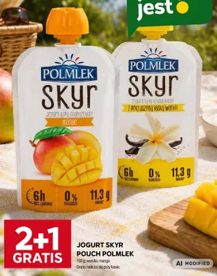 Jogurt Skyr pouch Polmlek mango promocja w Stokrotka