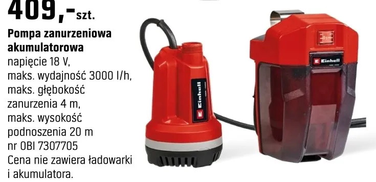 Pompa zanurzeniowa akumulatorowa promocja w OBI