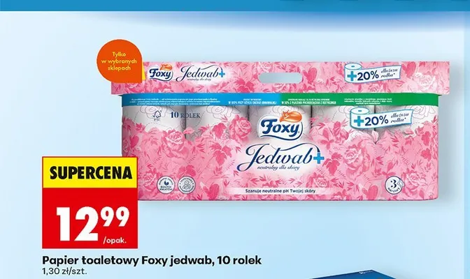 Papier toaletowy Foxy Jedwab promocja w Biedronka
