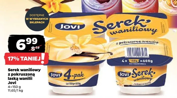 Serek waniliowy z pokruszoną laską wanilii Jovi 4-pak promocja w Netto