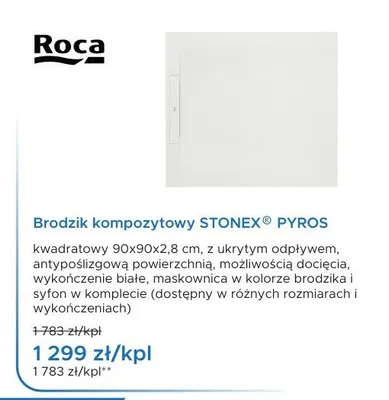 Brodzik kompozytowy Roca STONEX PYROS promocja w Blu Salony Łazienek