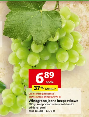 Winogrona jasne bezpestkowe promocja w Auchan