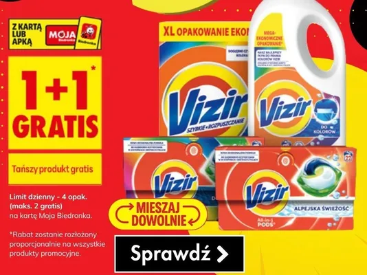 Kapsułki do prania Vizir All-in-1 Pods Alpejska Świeżość promocja w Biedronka
