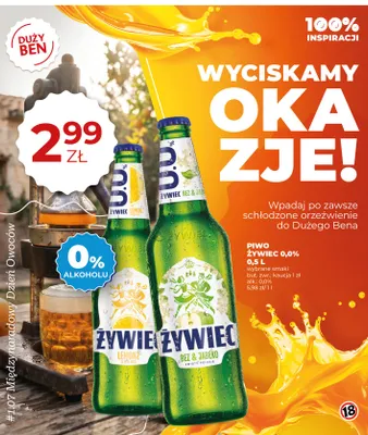 Piwo bezalkoholowe Żywiec Lemonż & Nuta Cola promocja w Duży Ben