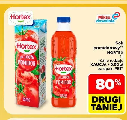 Sok pomidorowy Hortex promocja w Carrefour Market