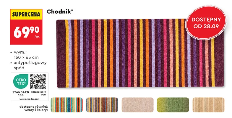 Chodnik antypoślizgowy 160x65 cm promocja w Biedronka