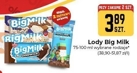 Lody Big Milk Sandwich promocja w Społem Częstochowa
