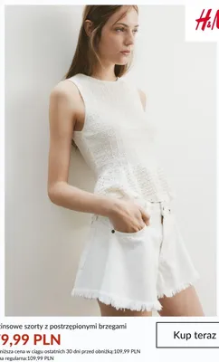 Szorty dżinsowe z postrzępionymi brzegami H&M promocja w H&M