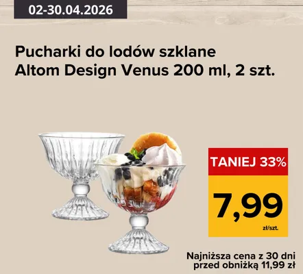 Pucharki do lodów szklane Venus 200ml, 2szt. promocja w Supeco