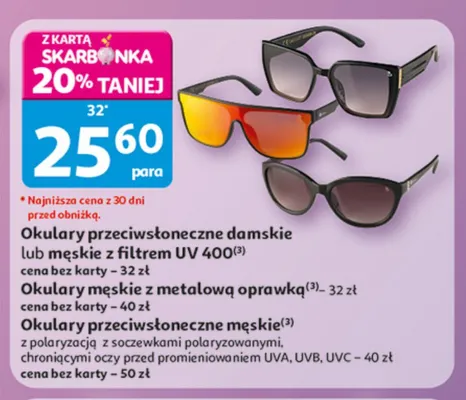 Okulary przeciwsłoneczne męskie z filtrem UV 400 promocja w Auchan