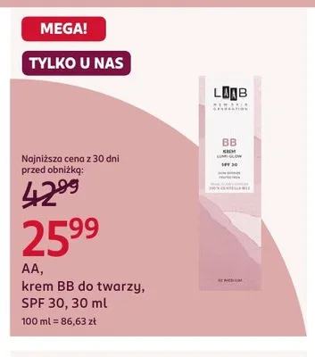 Krem BB do twarzy AA SPF 30 promocja w Rossmann