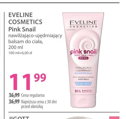 Nawilżająco-ujędrniający balsam do ciała Pink Snail Eveline Cosmetics promocja w Hebe