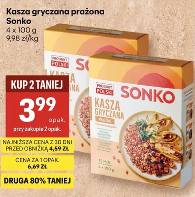 Kasza gryczana prażona Sonko 4-pak 100g promocja w Delikatesy Centrum