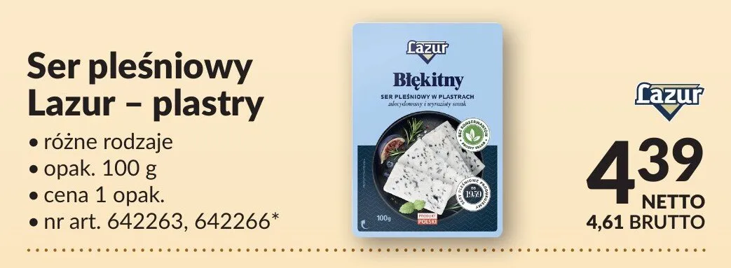 Ser pleśniowy Lazur - plastry różne rodzaje promocja w Makro