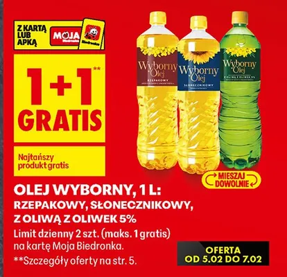 Olej wyborny słonecznikowy, 1l promocja w Biedronka