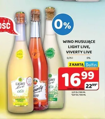 Wino musujące bezalkoholowe Light Live promocja w Delfin