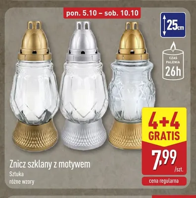 Znicz szklany z motywem promocja w Aldi