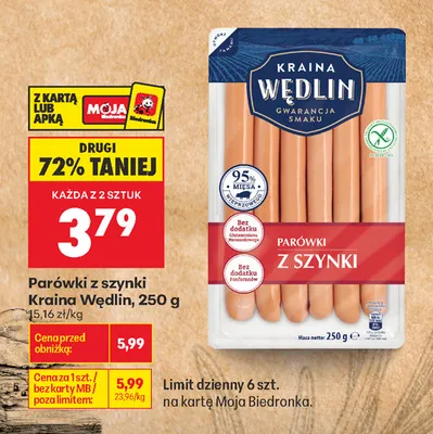 Parówki z szynki Kraina Wędlin promocja w Biedronka