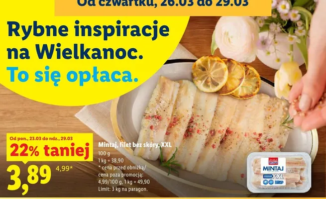Mintaj, filet bez skóry, XXL promocja w Lidl