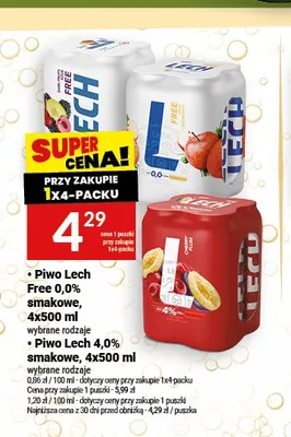 Piwo Lech 4,0% smakowe 4-pak 500 ml promocja w Twój Market