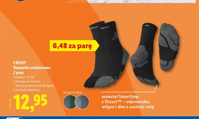 Skarpetki outdoorowe 2-pak Crivit promocja w Lidl