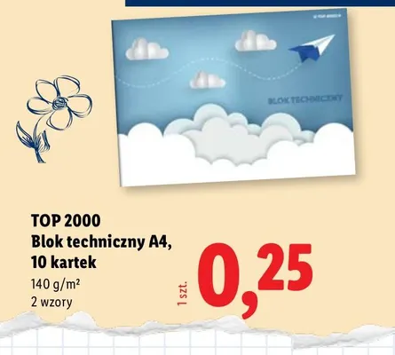 Blok techniczny A4 TOP 2000 10 kartek promocja w Lidl