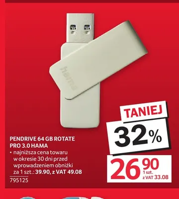 Pendrive 64 Gb Rotate Pro 3,0 Hama promocja w Selgros