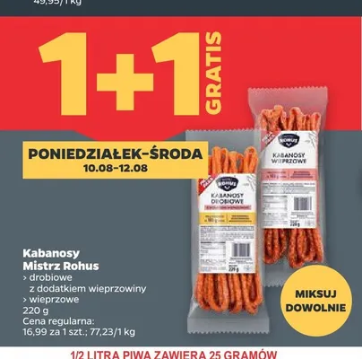 Kabanosy wieprzowe Mistrz Rohus promocja w Netto