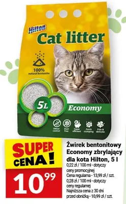 Żwirek bentonitowy Economy zbrylający dla kota Hilton, 5 l promocja w Twój Market