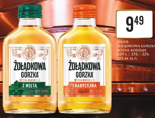 Likier Żołądkowa Gorzka z miętą promocja w Dino