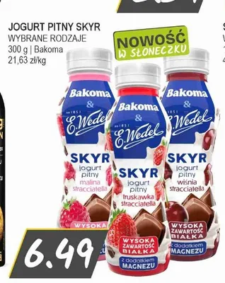 Jogurt pitny Skyr Bakoma & E.Wedel stracciatella promocja w Słoneczko