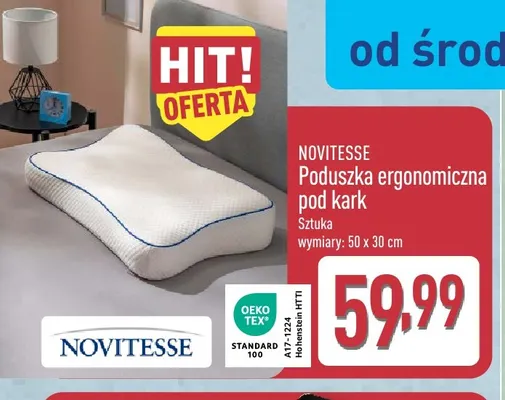Poduszka ergonomiczna pod kark 50x30 cm Novitesse promocja w Aldi