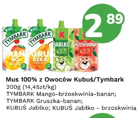 Mus 100% z owoców Kubuś Jabłko Brzoskwinia promocja w Limonka