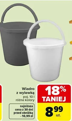 Wiadro z wylewką poj. 10 l różne kolory promocja w Carrefour