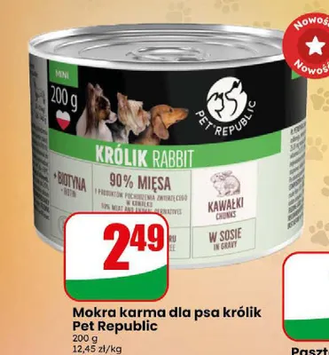 Mokra karma dla psa królik Pet Republic promocja w Dino