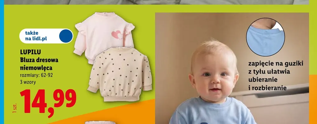Bluza dresowa niemowlęca Lupilu promocja w Lidl