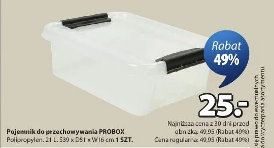 Pojemnik do przechowywania Probox polipropylen promocja w Jysk
