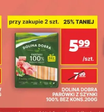 Parówki z szynki 100% bez kons. Dolina Dobra promocja w API Market